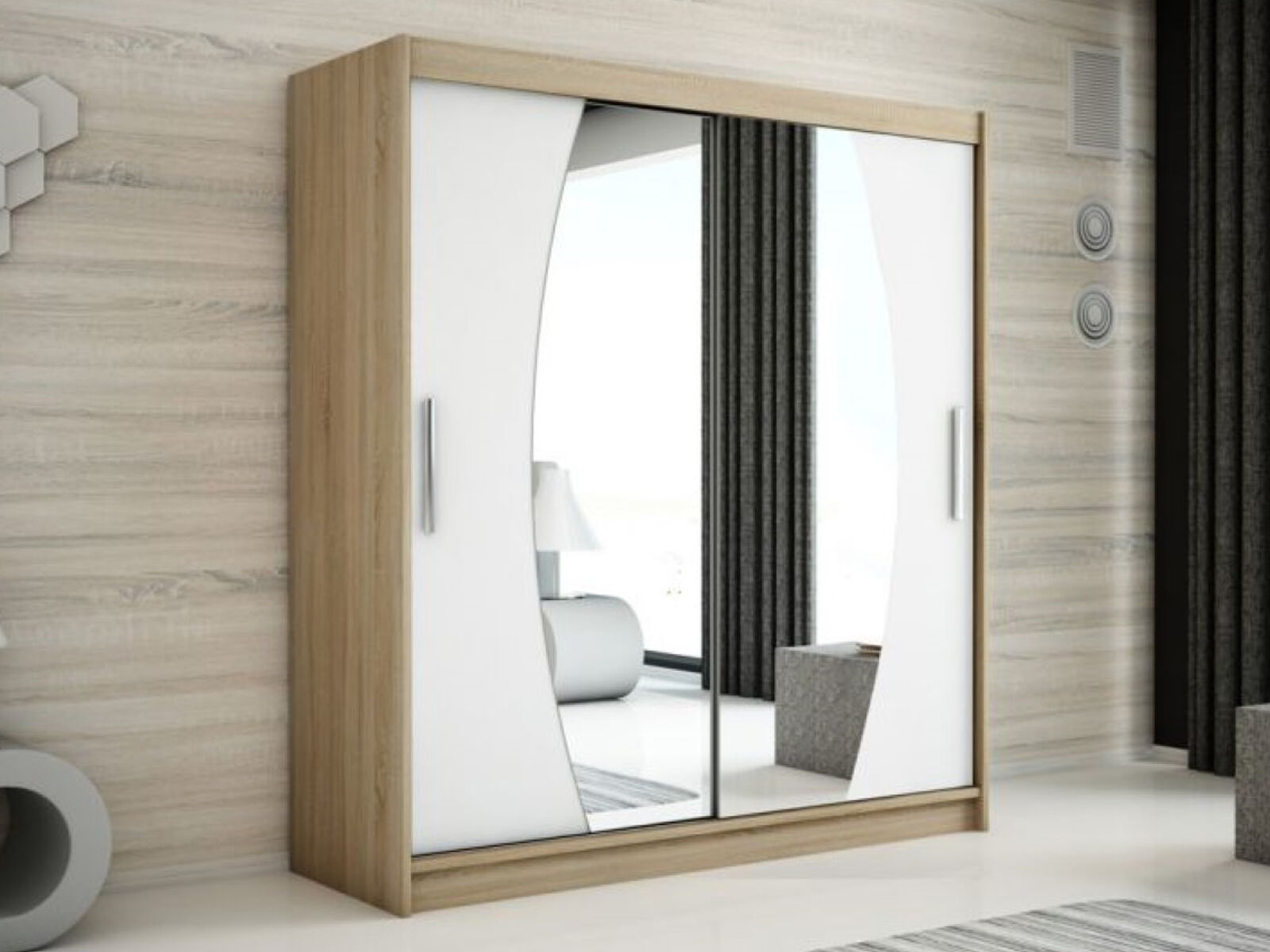 Armoire ELYCOPTER 2 portes coulissantes 180 cm sonoma/blanc