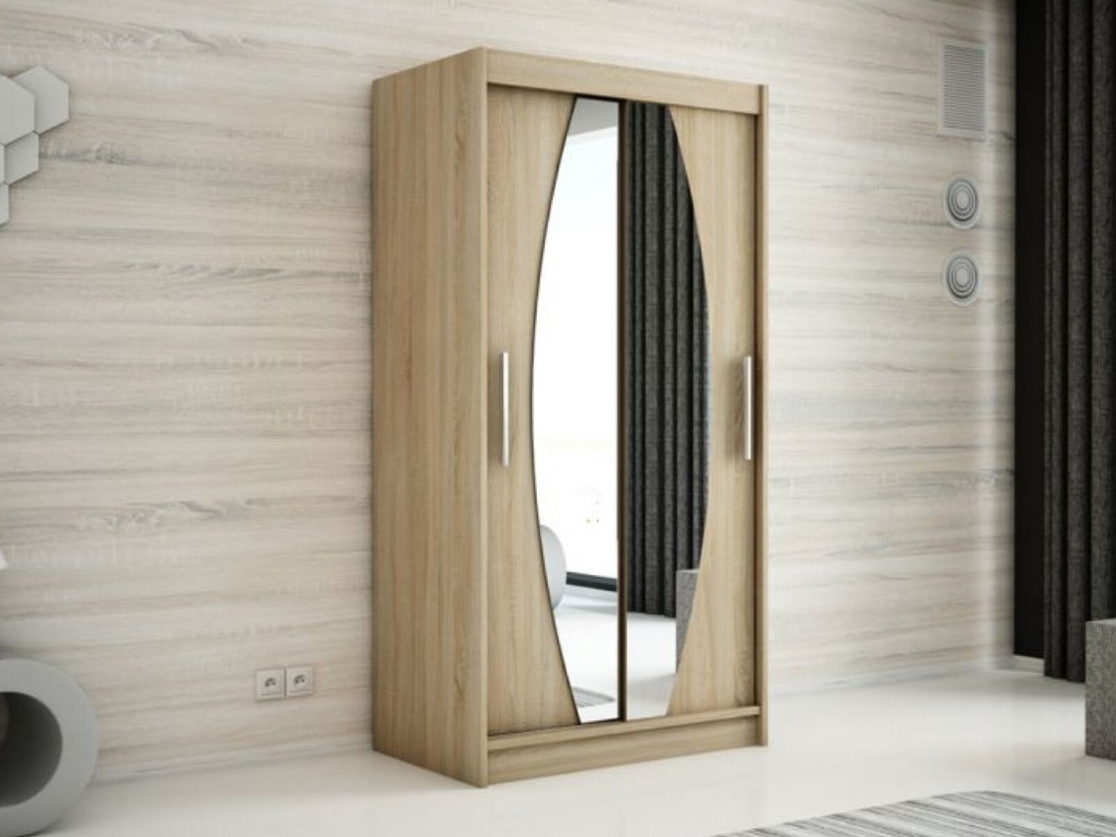 Armoire ELYCOPTER 2 portes coulissantes 100 cm sonoma