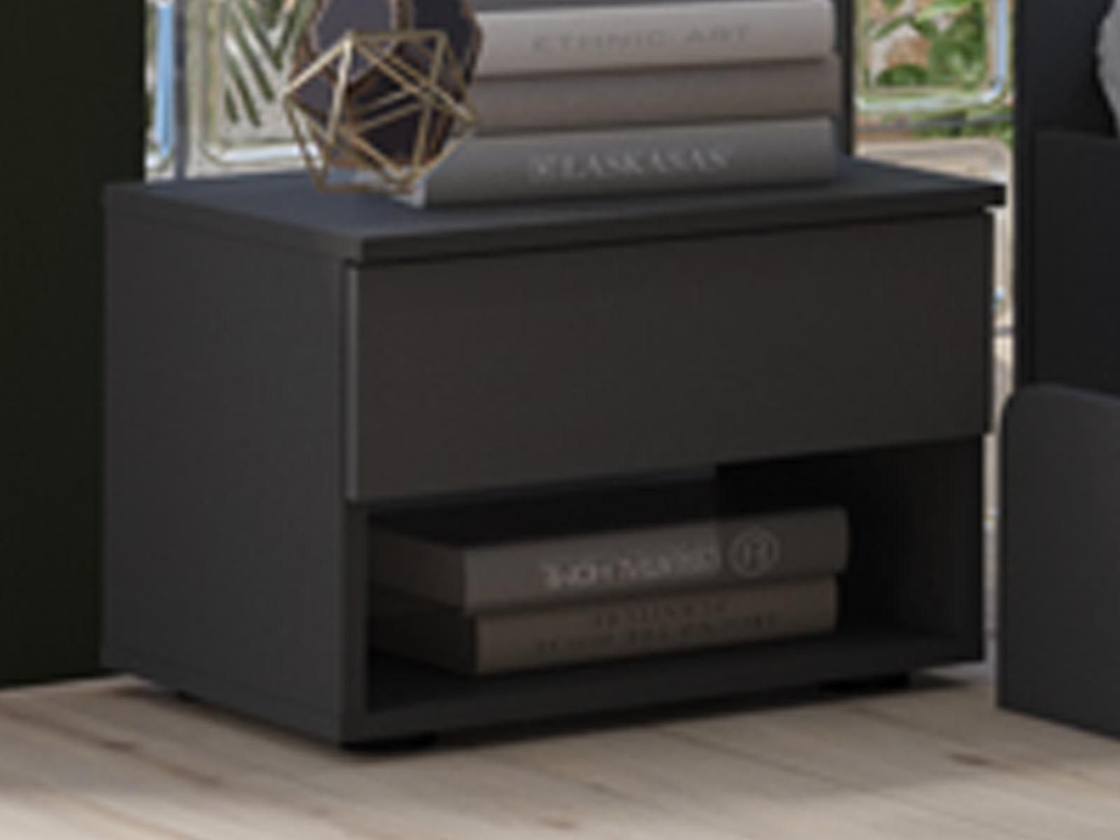 Lot de 2 tables de chevet FINOCAS 1 tiroir graphite