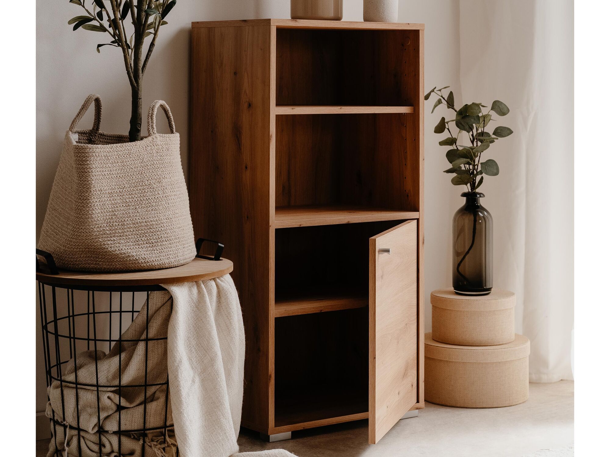 Armoire de bureau FINNET 1 porte chêne artisan