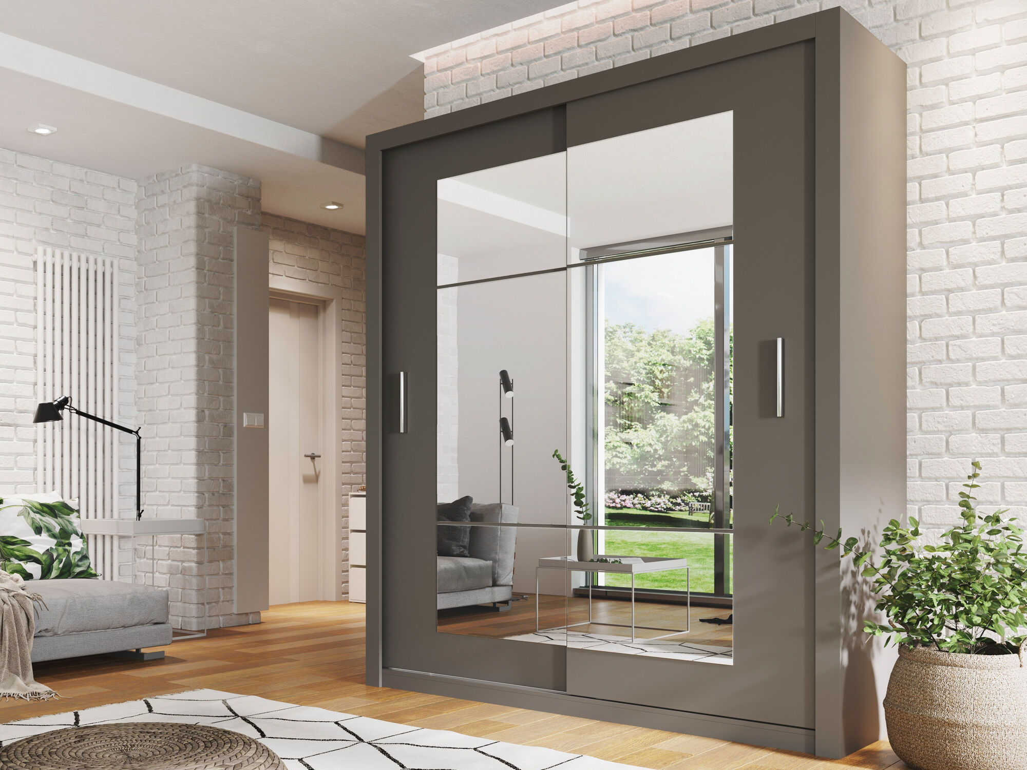 Armoire IDOLE 2 portes coulissantes gris