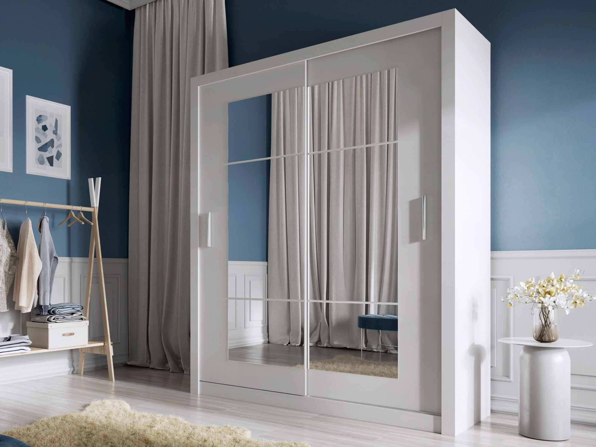 Armoire IDOLE 2 portes coulissantes blanc mat