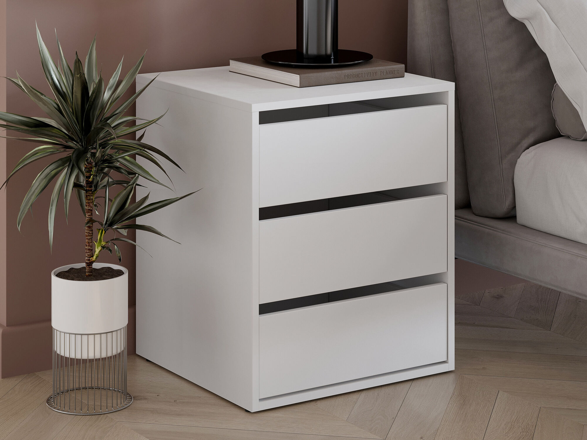 Chevet ARTEMIS 3 tiroirs blanc mat