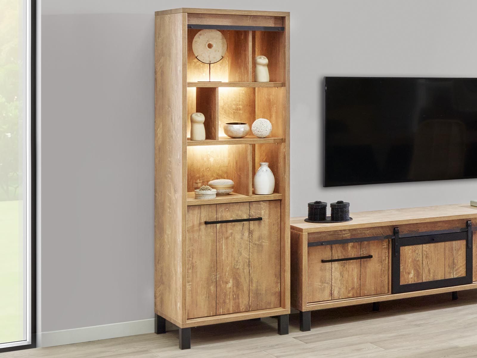 Colonne ALCANTARA 1 porte gauche teck orangé