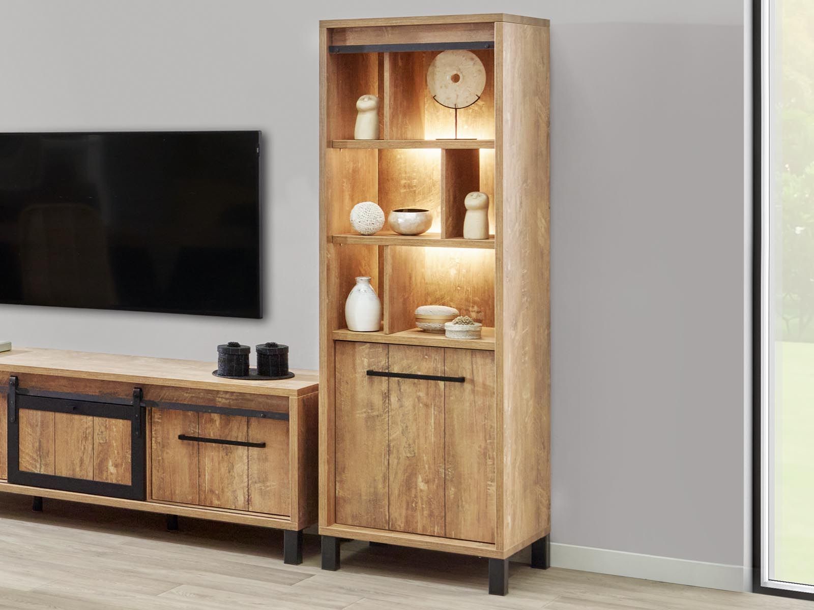 Colonne ALCANTARA 1 porte droite teck orangé