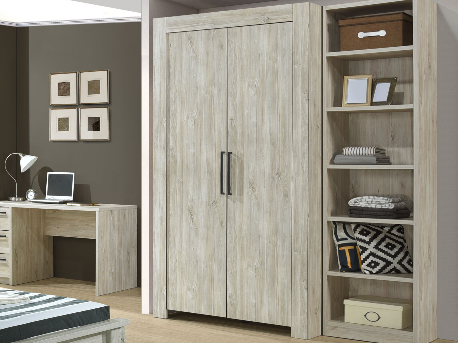 Armoire IVAN 2 portes chêne plage