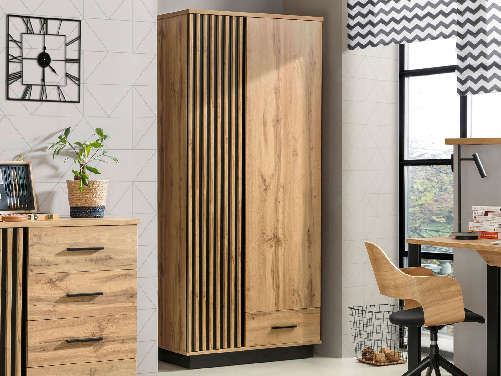 Armoire LAVIDA 2 portes 1 tiroir chêne artisan