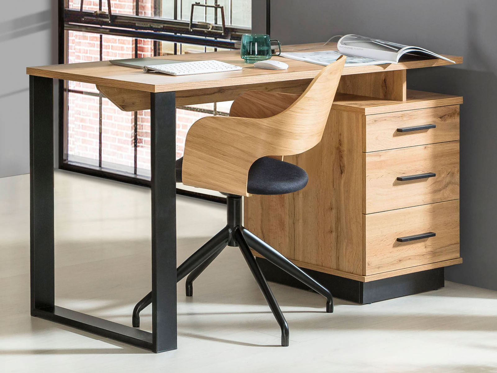 Bureau LAVIDA 135 cm chêne artisan