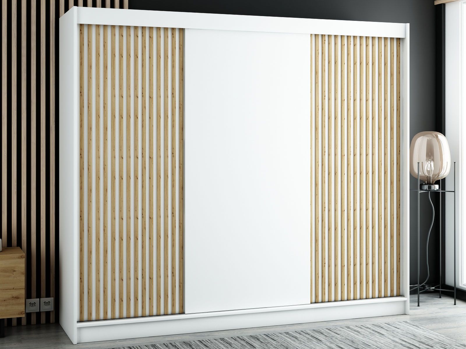 Armoire LAMORA 3 portes coulissantes 250 cm blanc