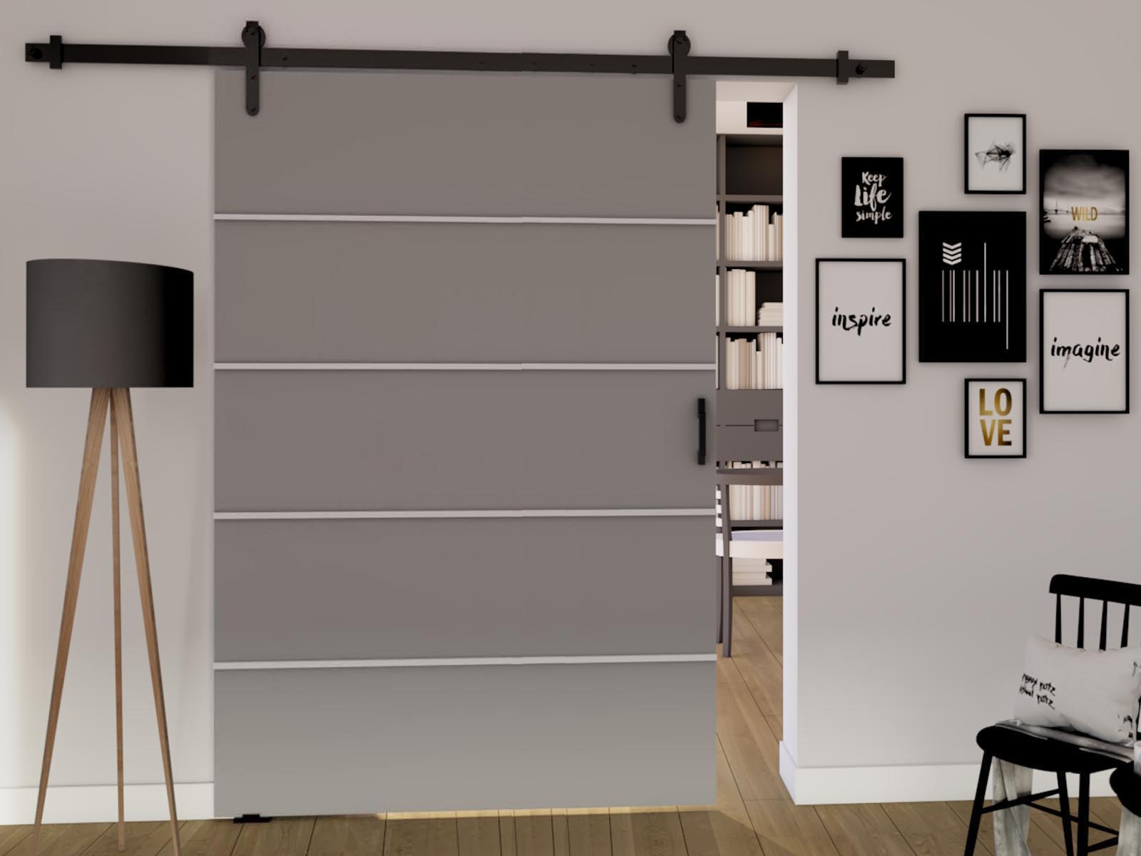 Porte coulissante LIVOURNE 106 cm gris