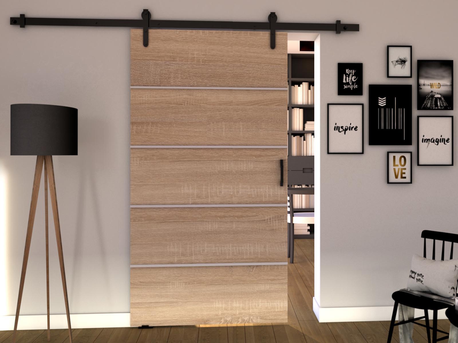 Porte coulissante LIVOURNE 86 cm sonoma