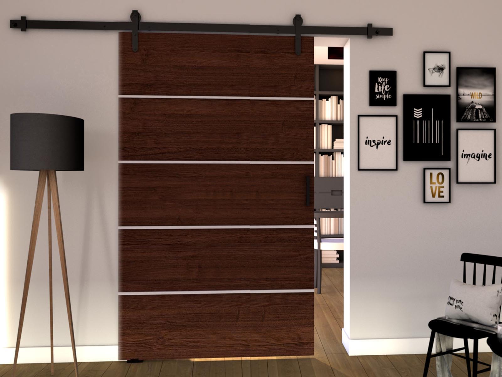 Porte coulissante LIVOURNE 96 cm wengué