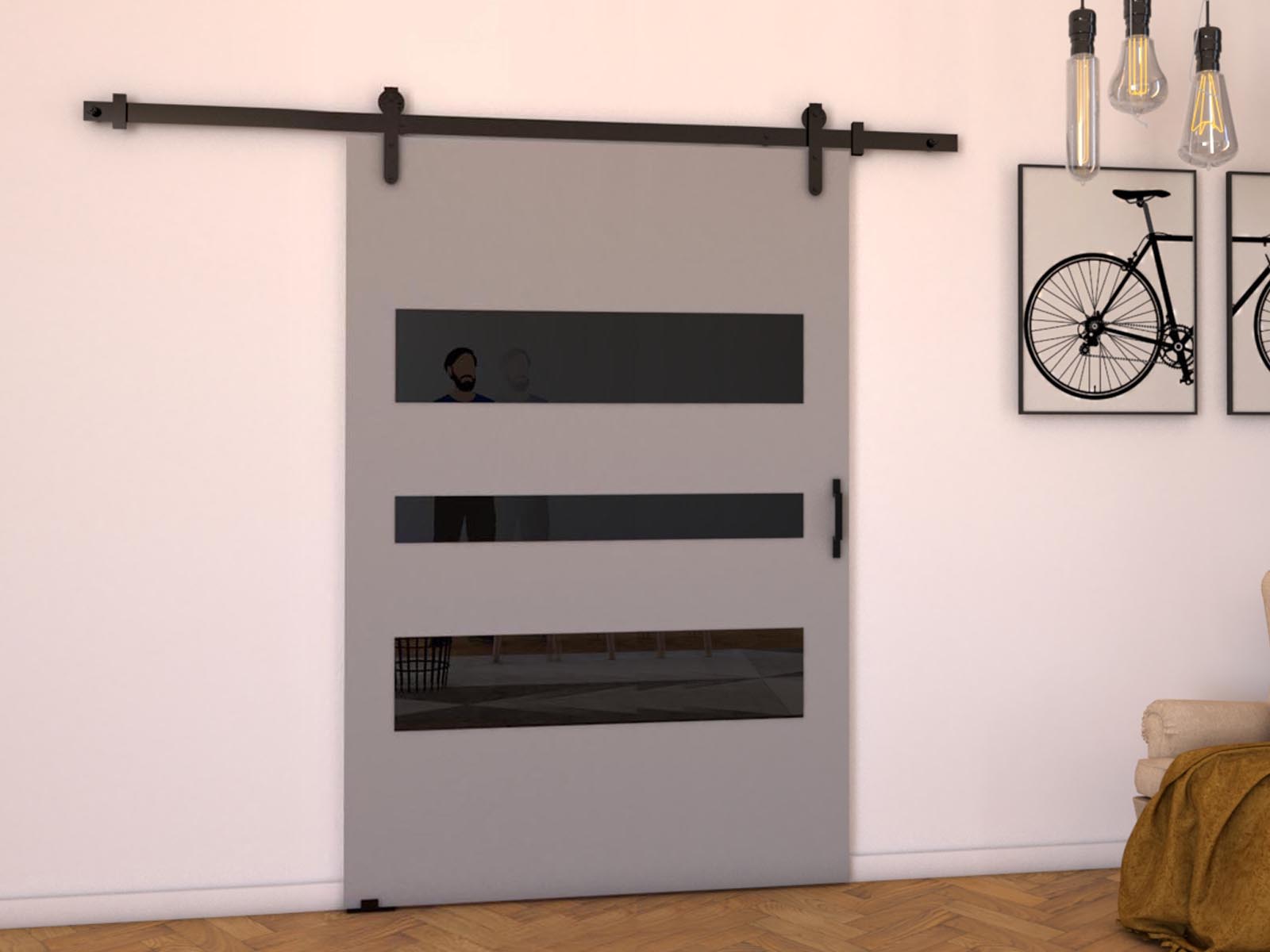 Porte coulissante LITAFO 106 cm gris