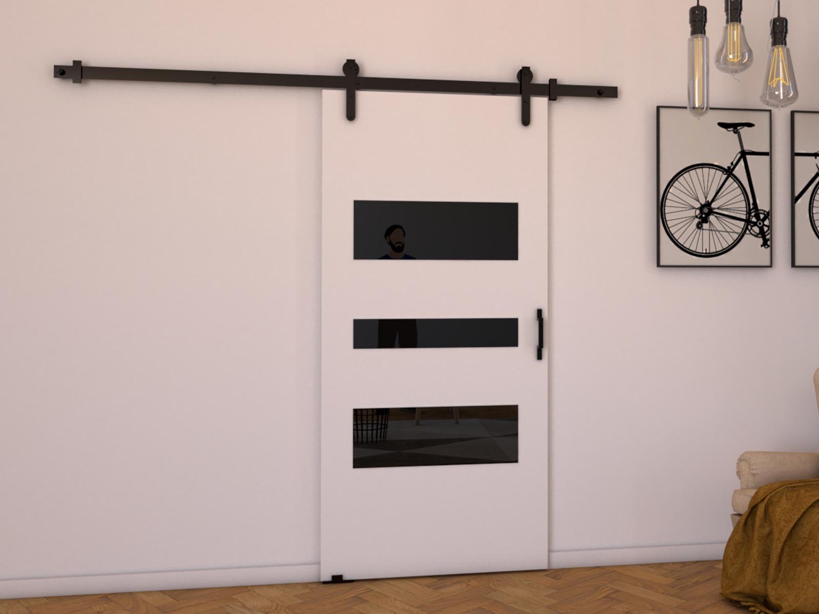 Porte coulissante LITAFO 76 cm blanc