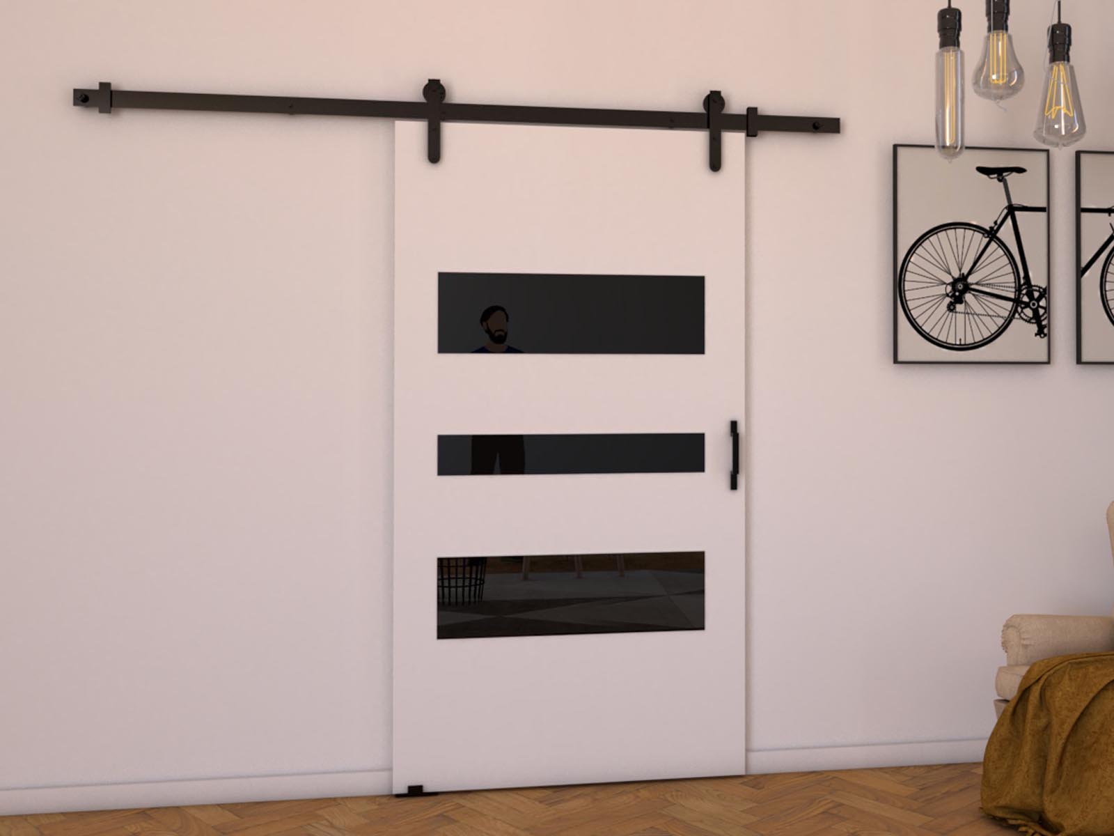 Porte coulissante LITAFO 86 cm blanc