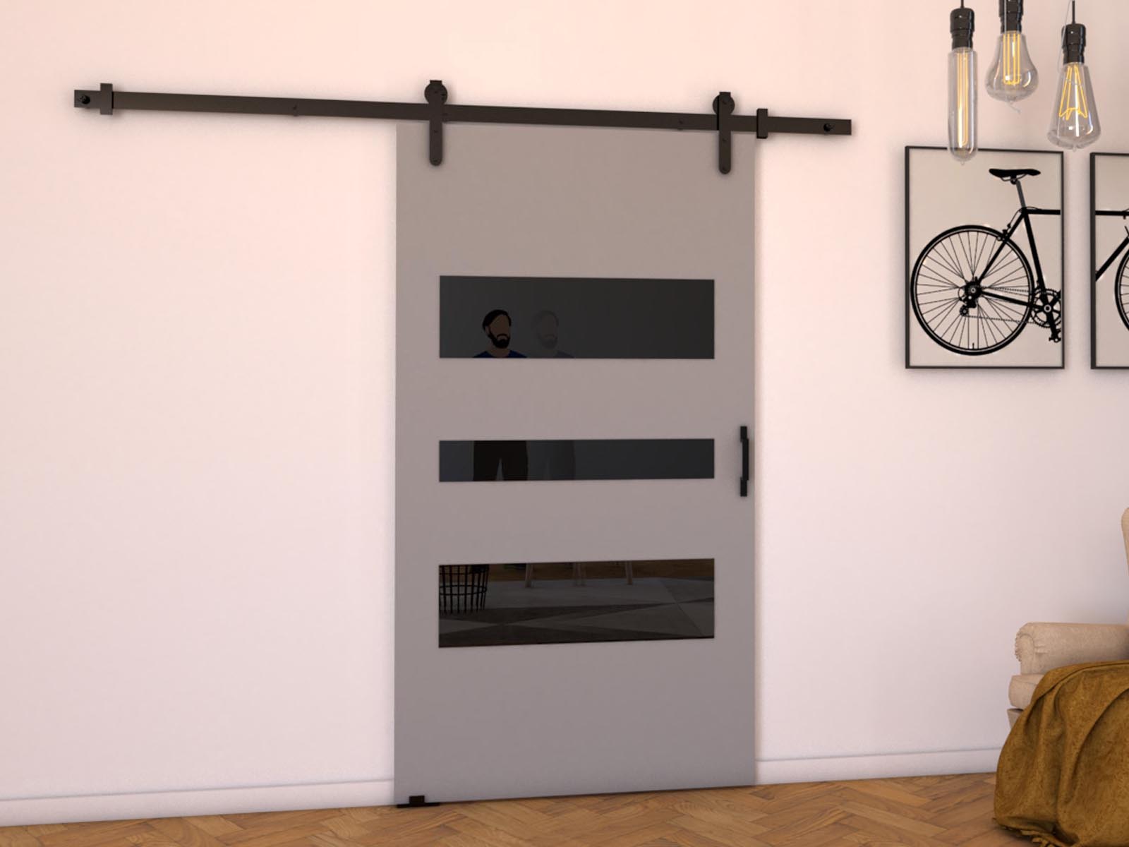 Porte coulissante LITAFO 86 cm gris