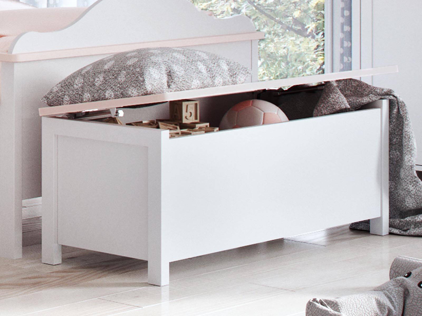 Coffre LUCIA blanc/rose