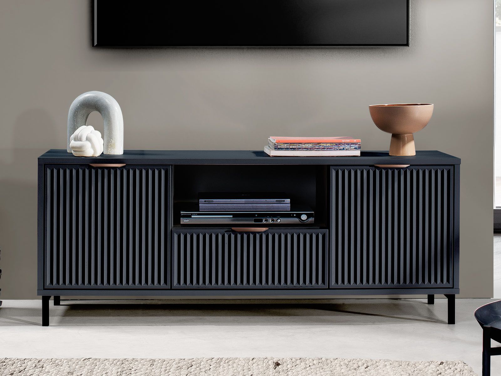 Meuble tv-hifi ASTERISCO 2 portes 1 tiroir bleu navy