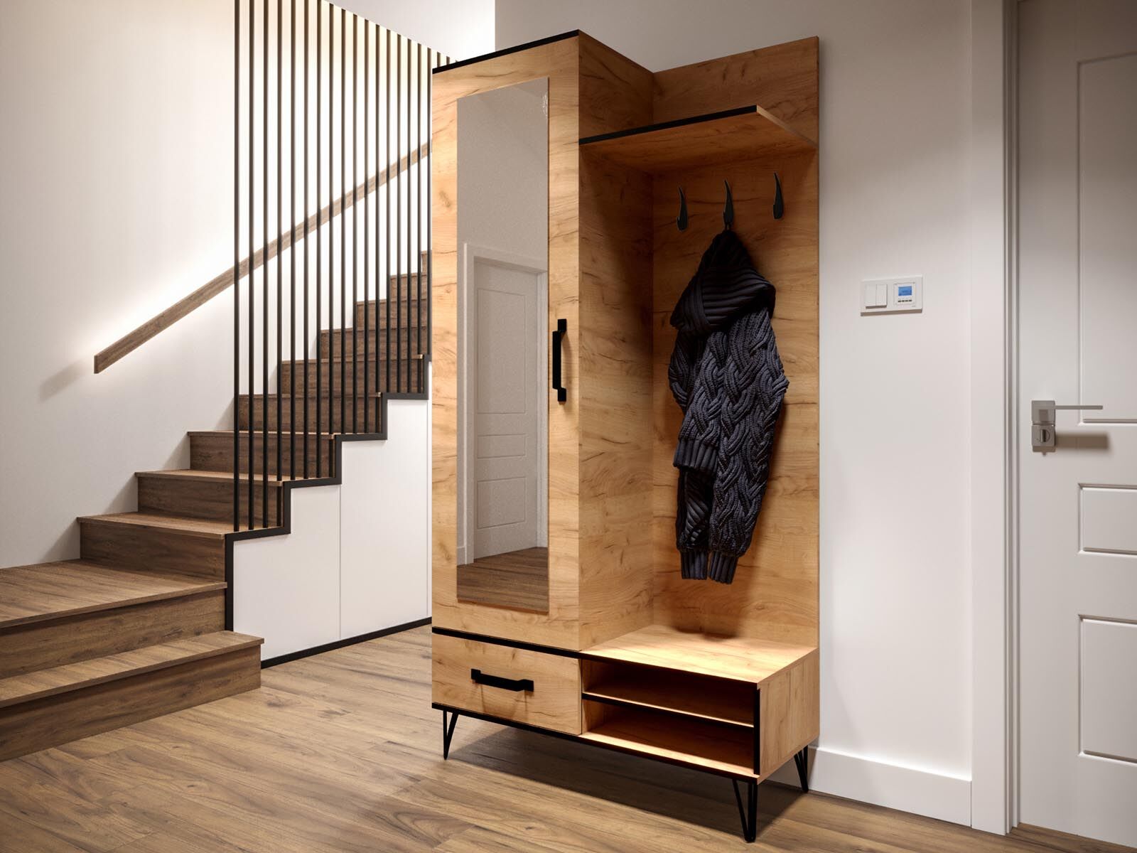 Vestiaire LEXI 2 portes chêne doré