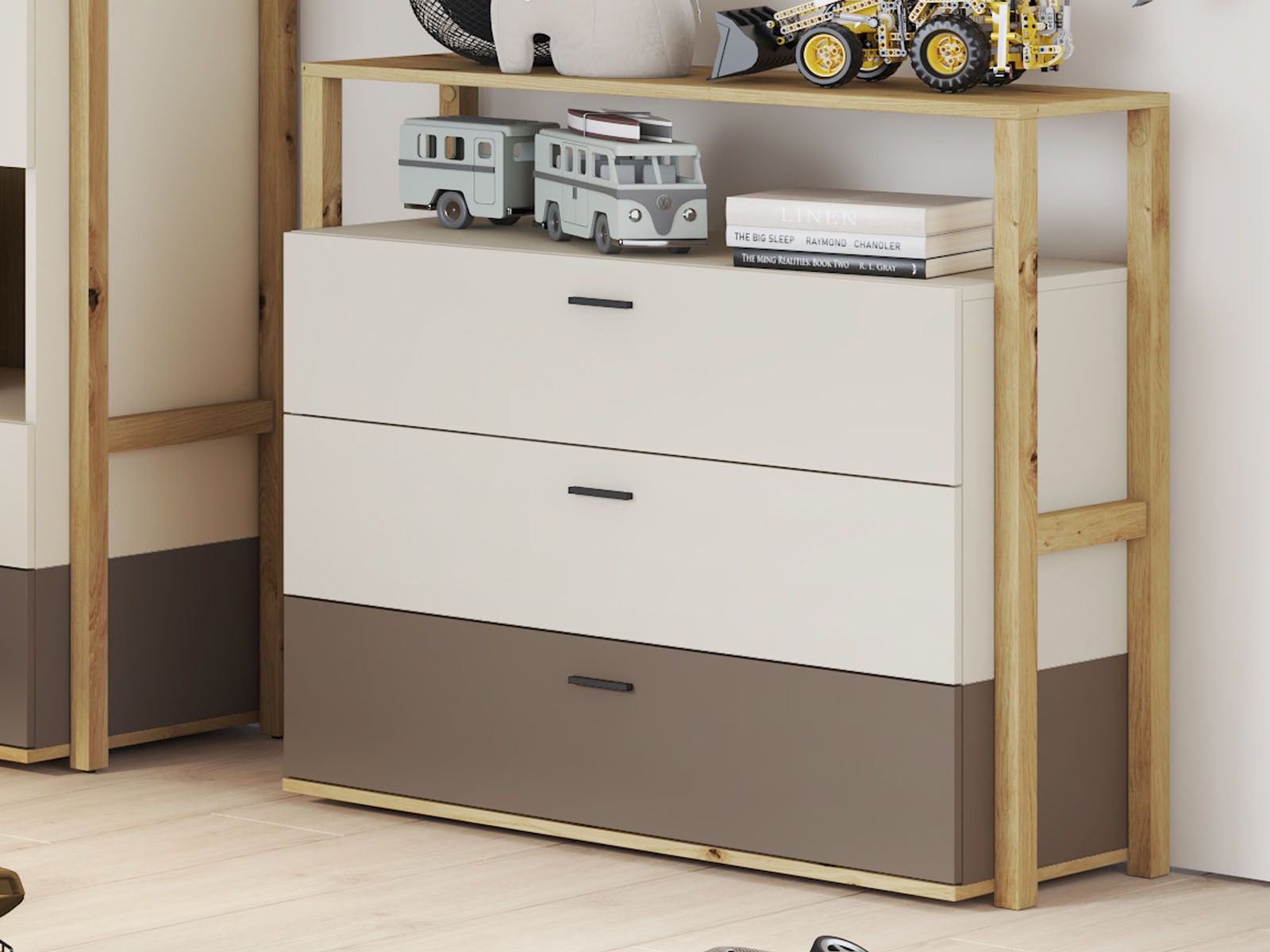 Commode LENAXO 3 tiroirs cachemire