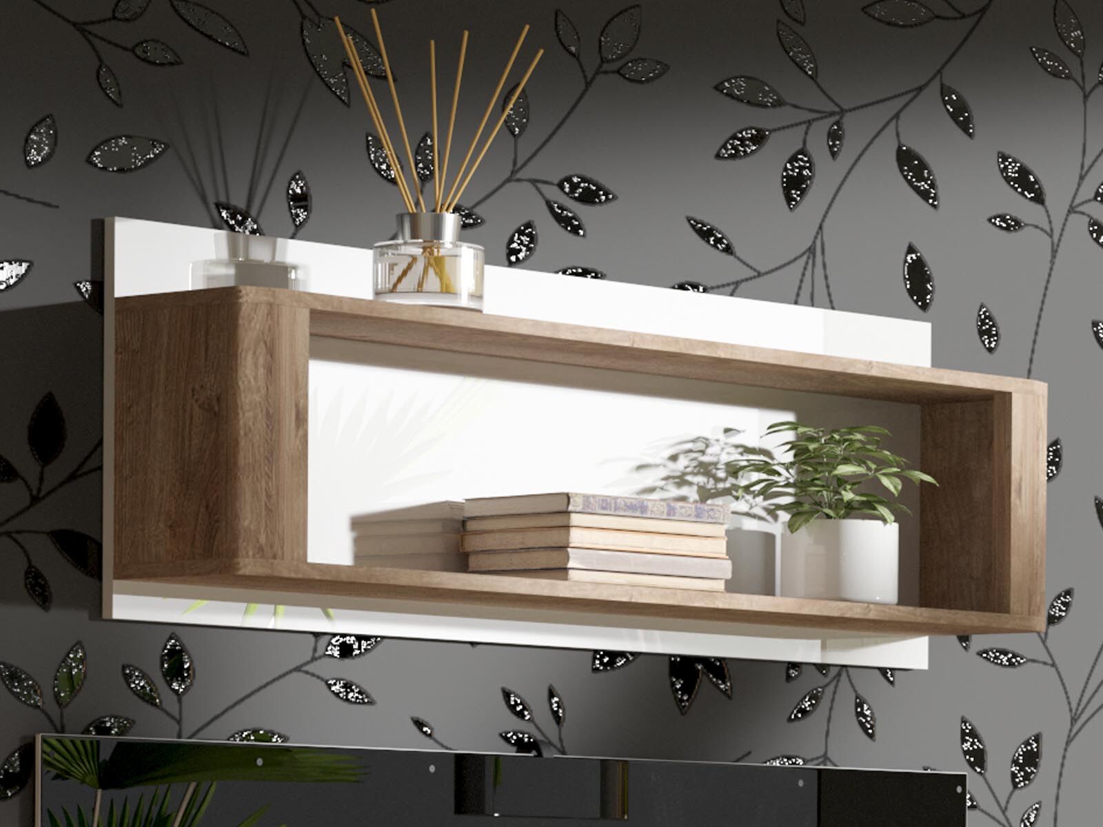 Étagère LIVOCO 120 cm chêne ribbec/blanc