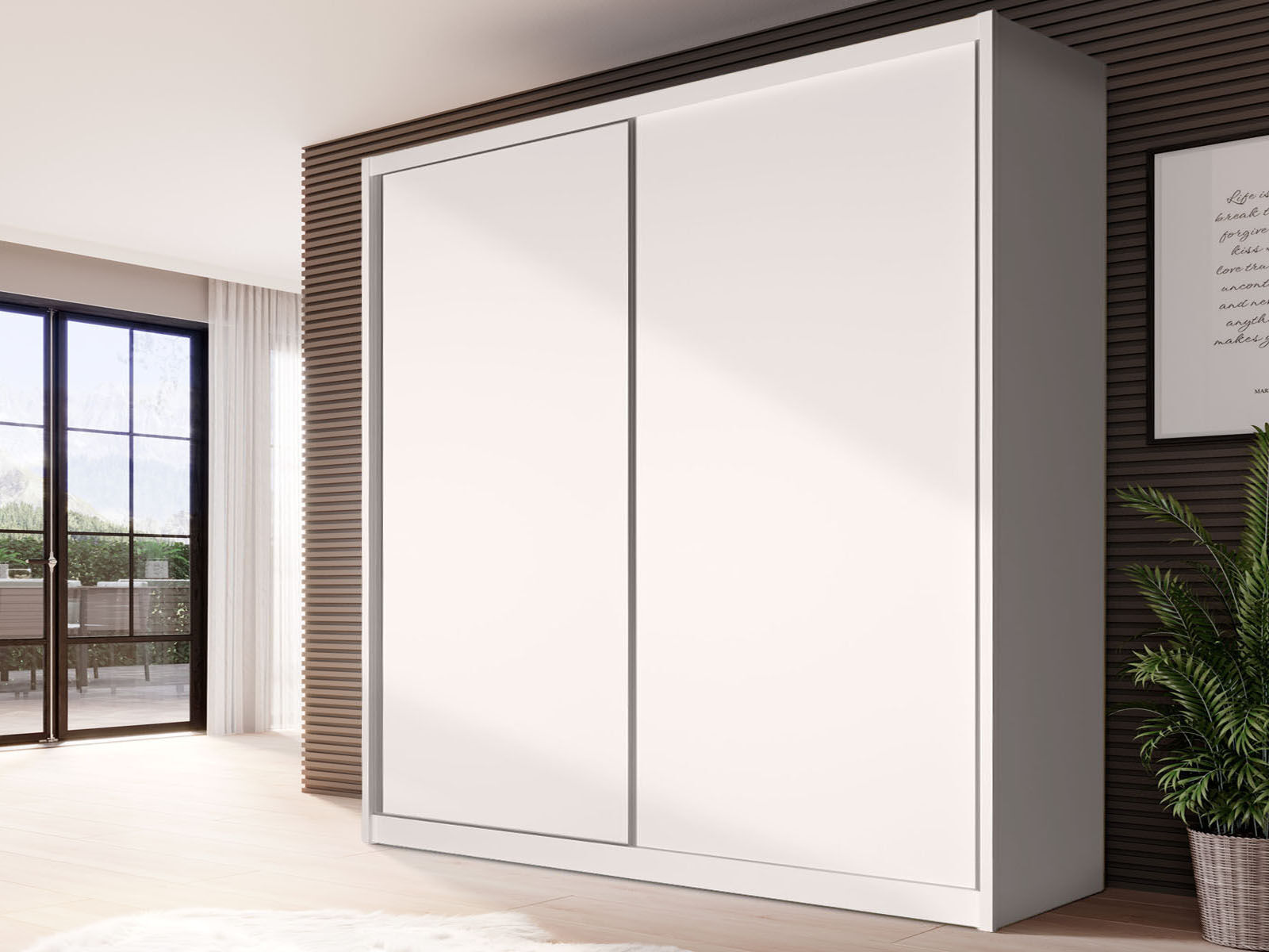 Armoire MACRO 2 portes coulissantes 208 cm blanc alpin
