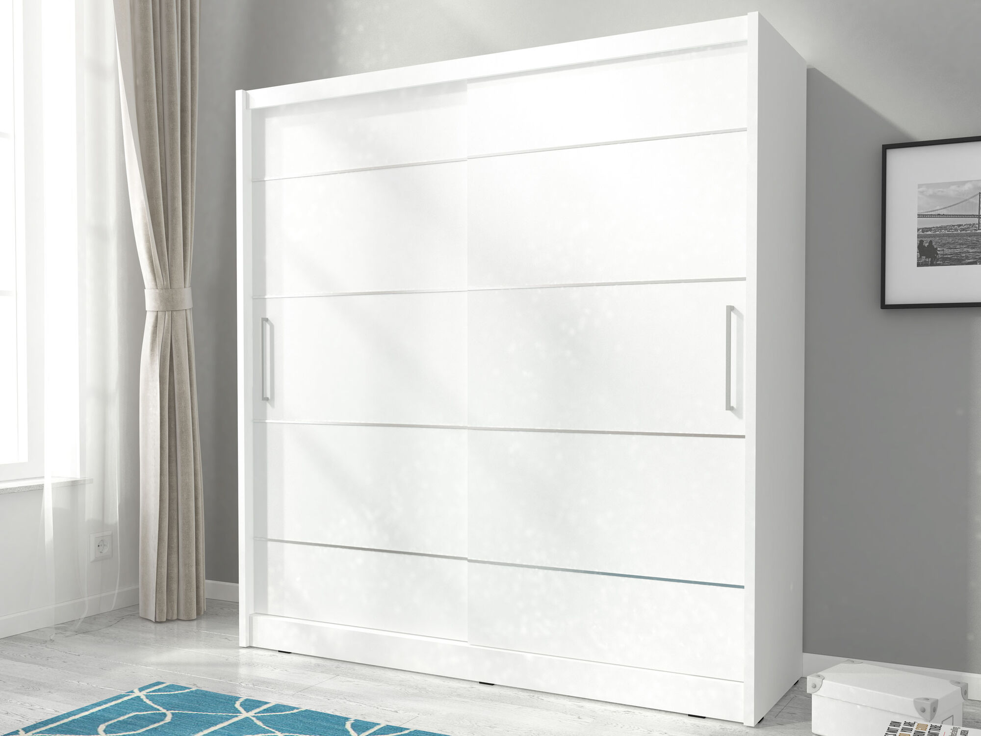 Armoire MADJER 2 portes coulissantes 180 cm blanc