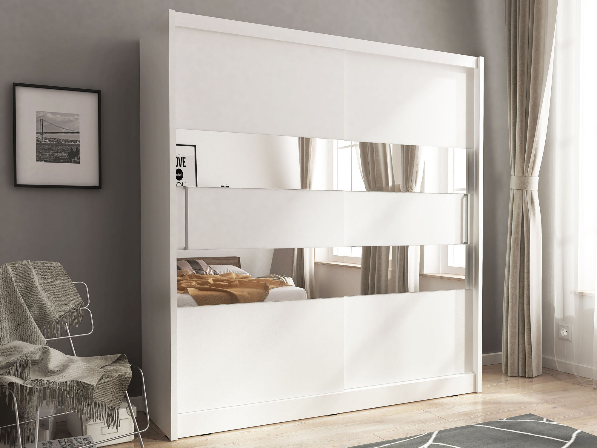 Armoire MADJER II 2 portes coulissantes 180 cm blanc