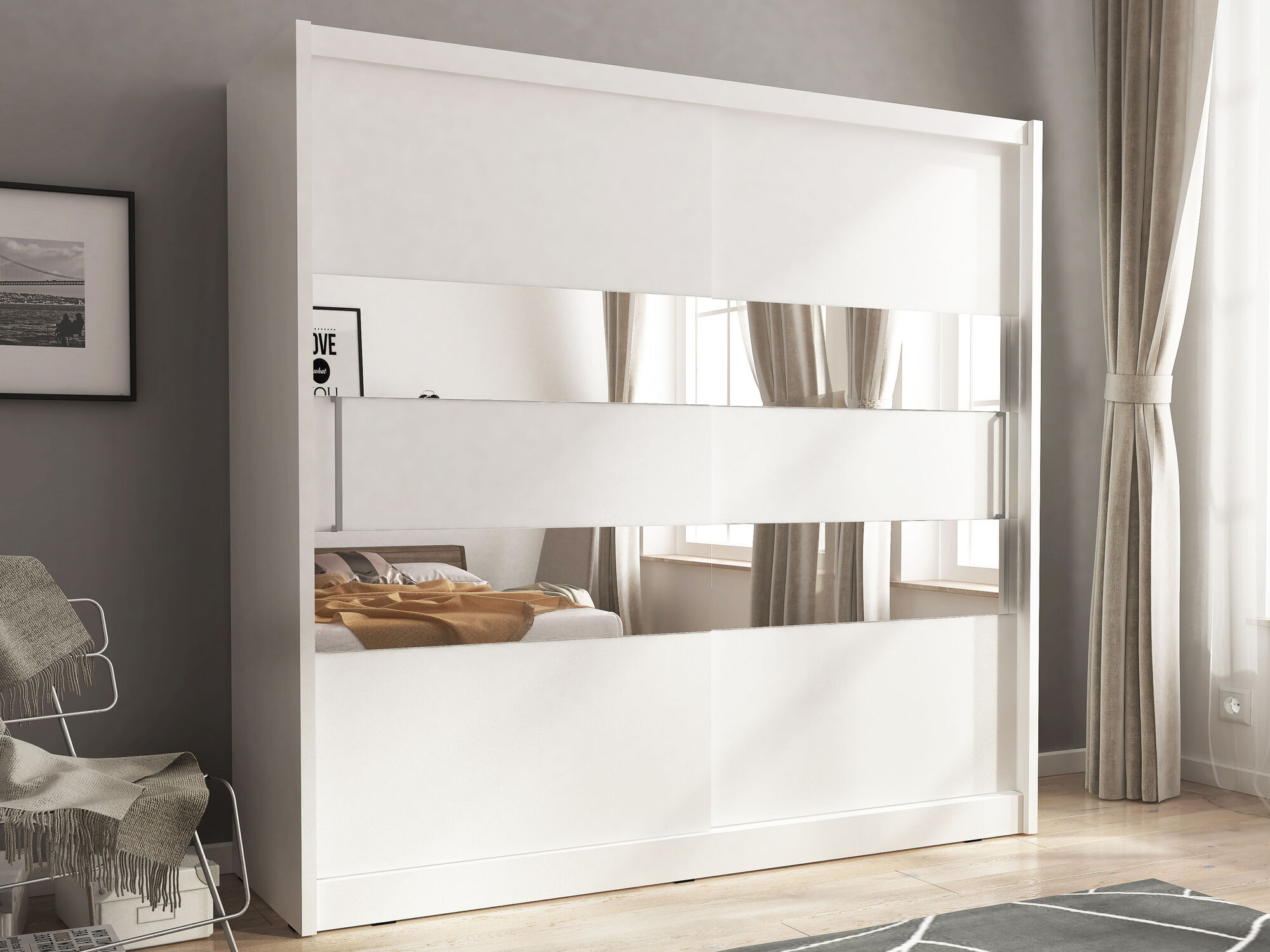 Armoire MADJER II 2 portes coulissantes 200 cm blanc