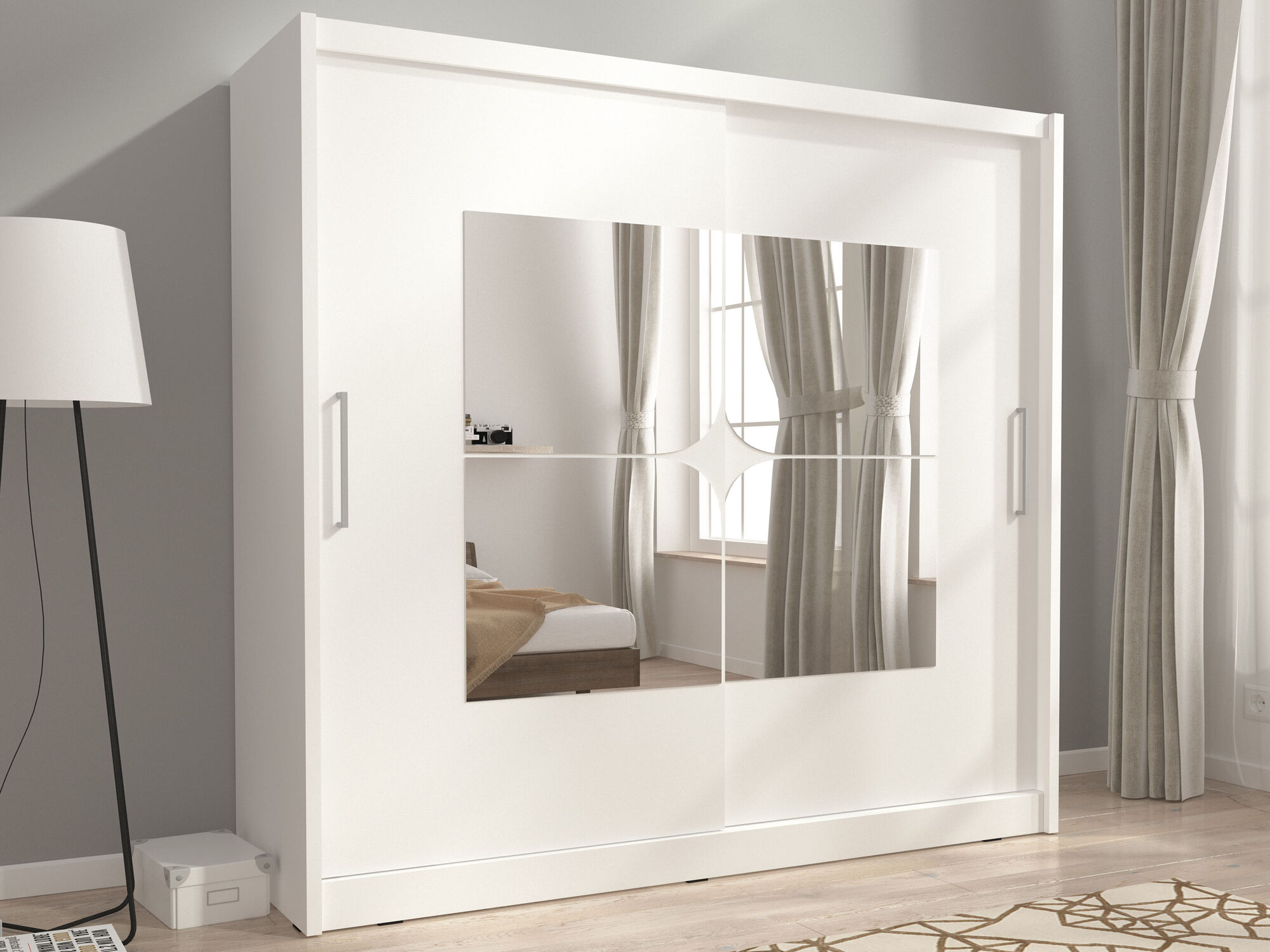 Armoire MADJER IV 2 portes coulissantes 200 cm blanc