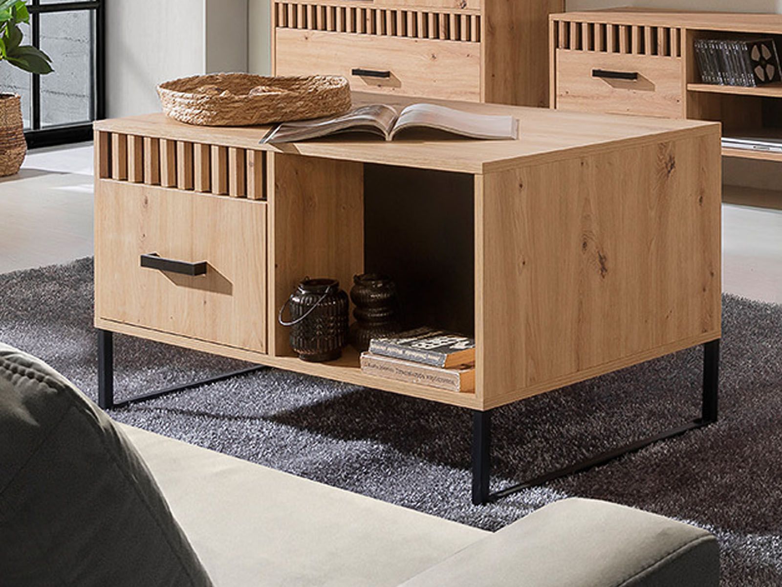 Table basse LAMINE 90 cm chêne artisan