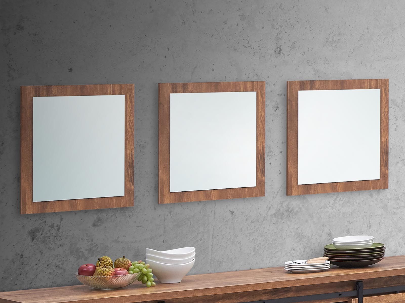 Lot de 3 miroirs ELONI acacia