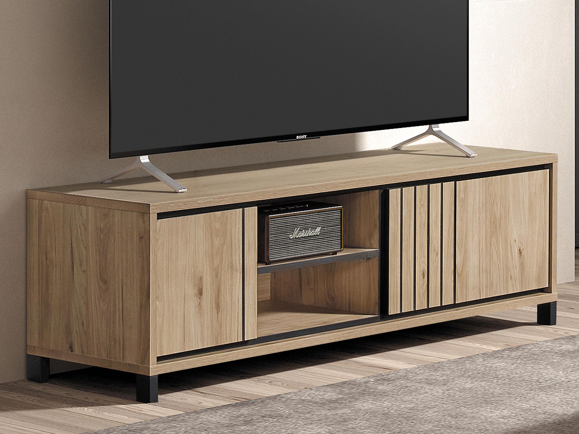 Meuble tv-hifi TRAVIRIS 3 portes 170 cm castella