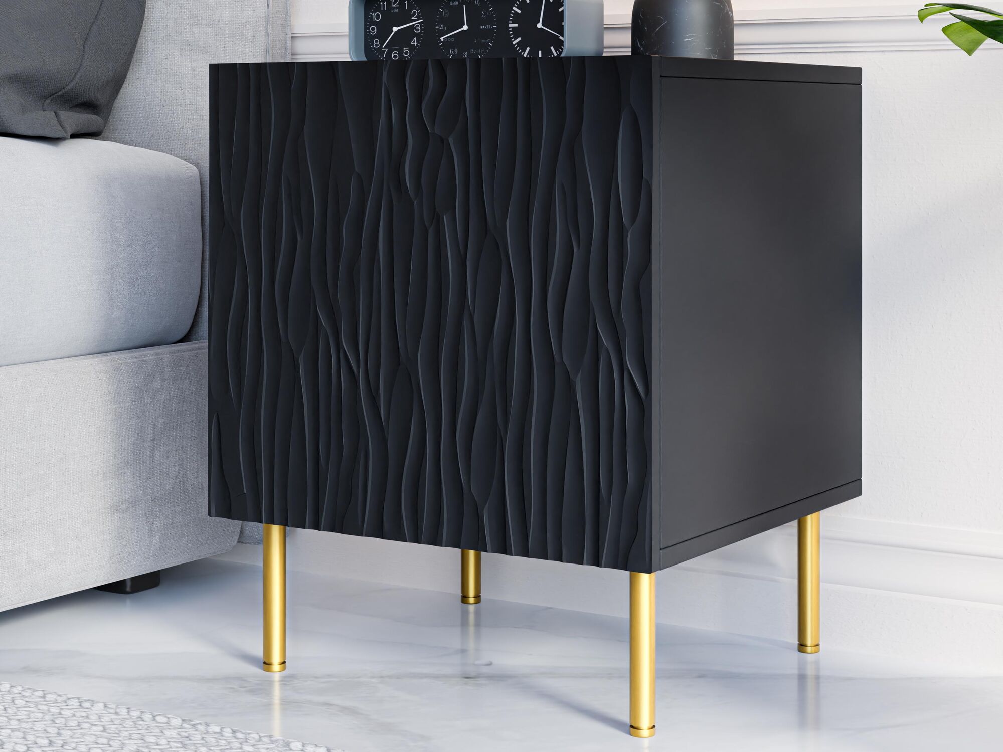 Lot de 2 chevets JUNATO 1 portes noir