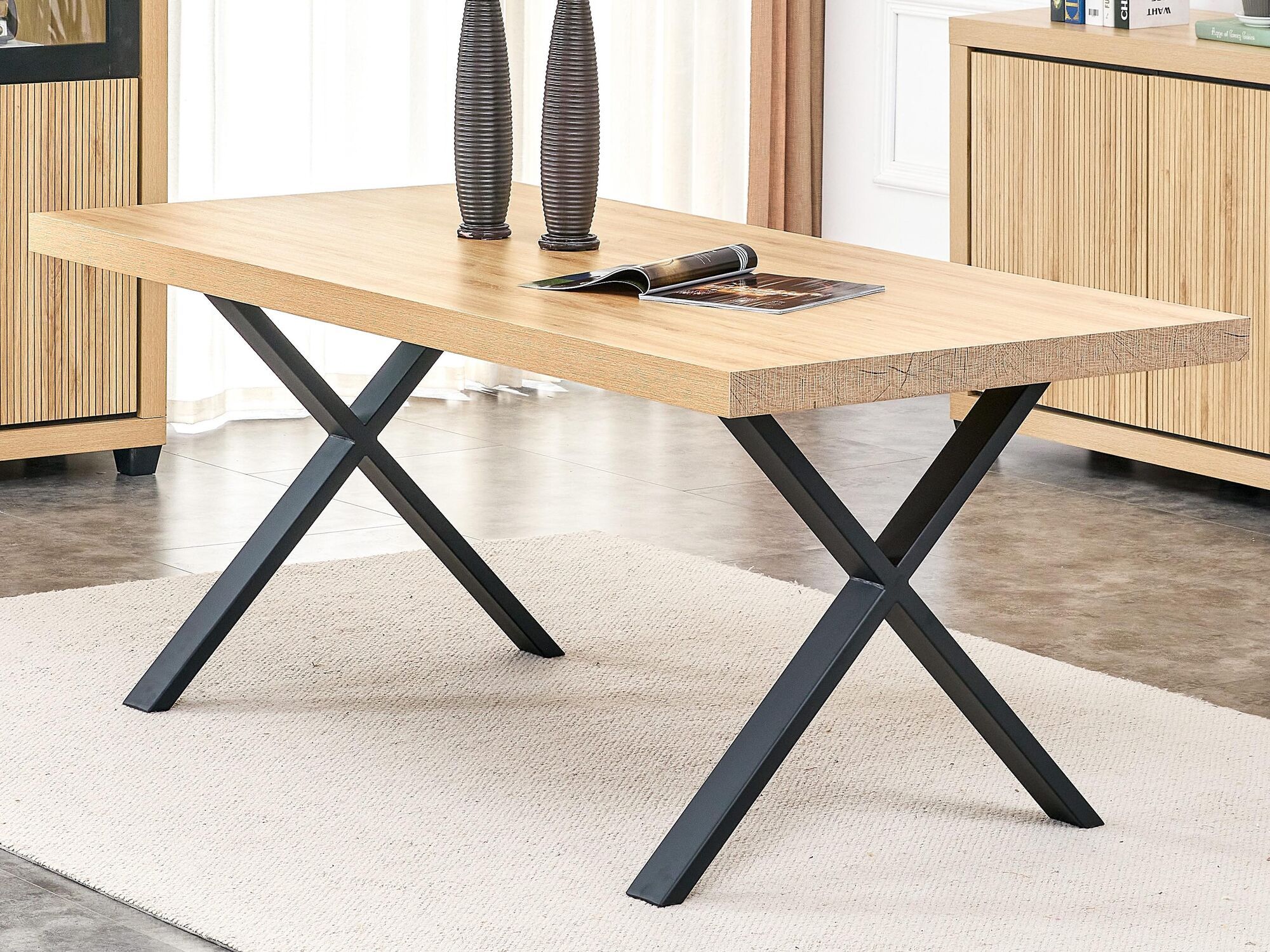 Table repas industrielle NINA 180 cm chêne wellington