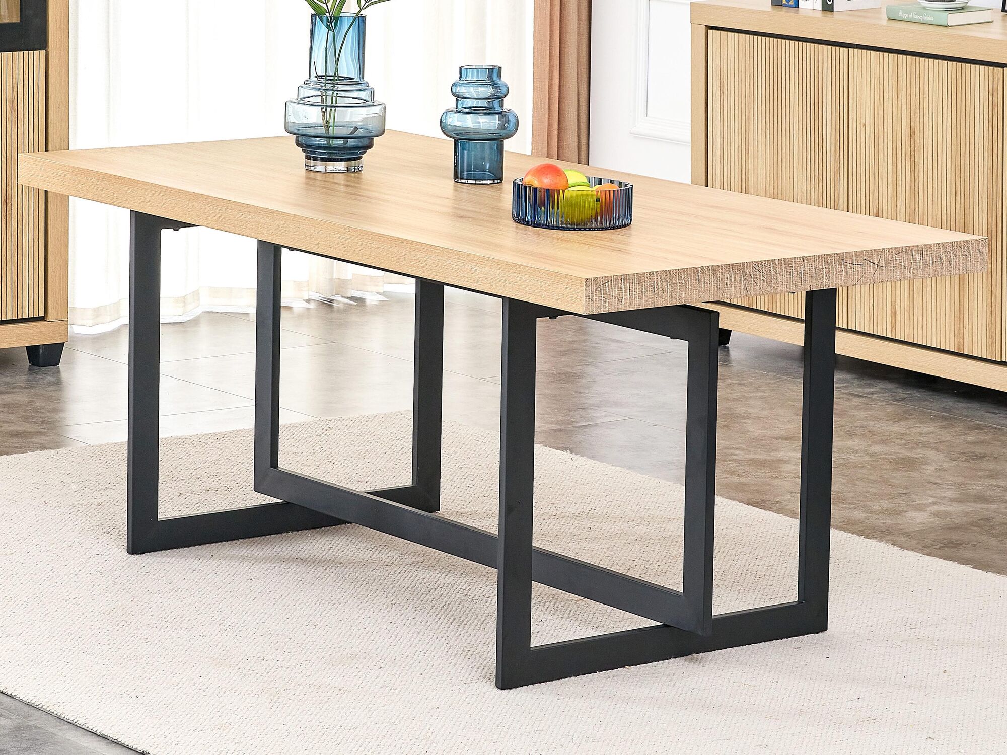 Table repas industrielle NINO 180 cm chêne wellington