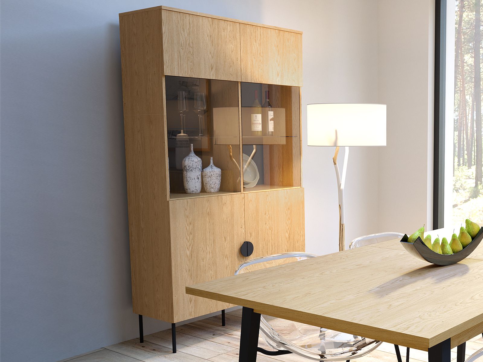 Vitrine MONDIE 2 portes chêne baltique