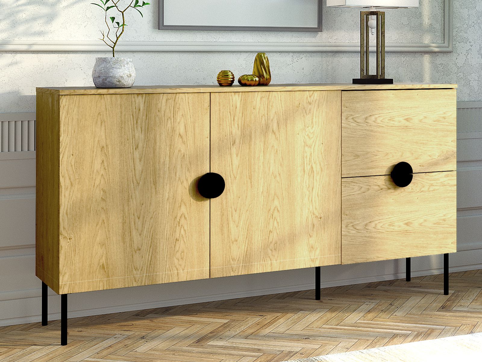 Buffet/bahut MONDIE 2 portes 2 tiroirs chêne baltique