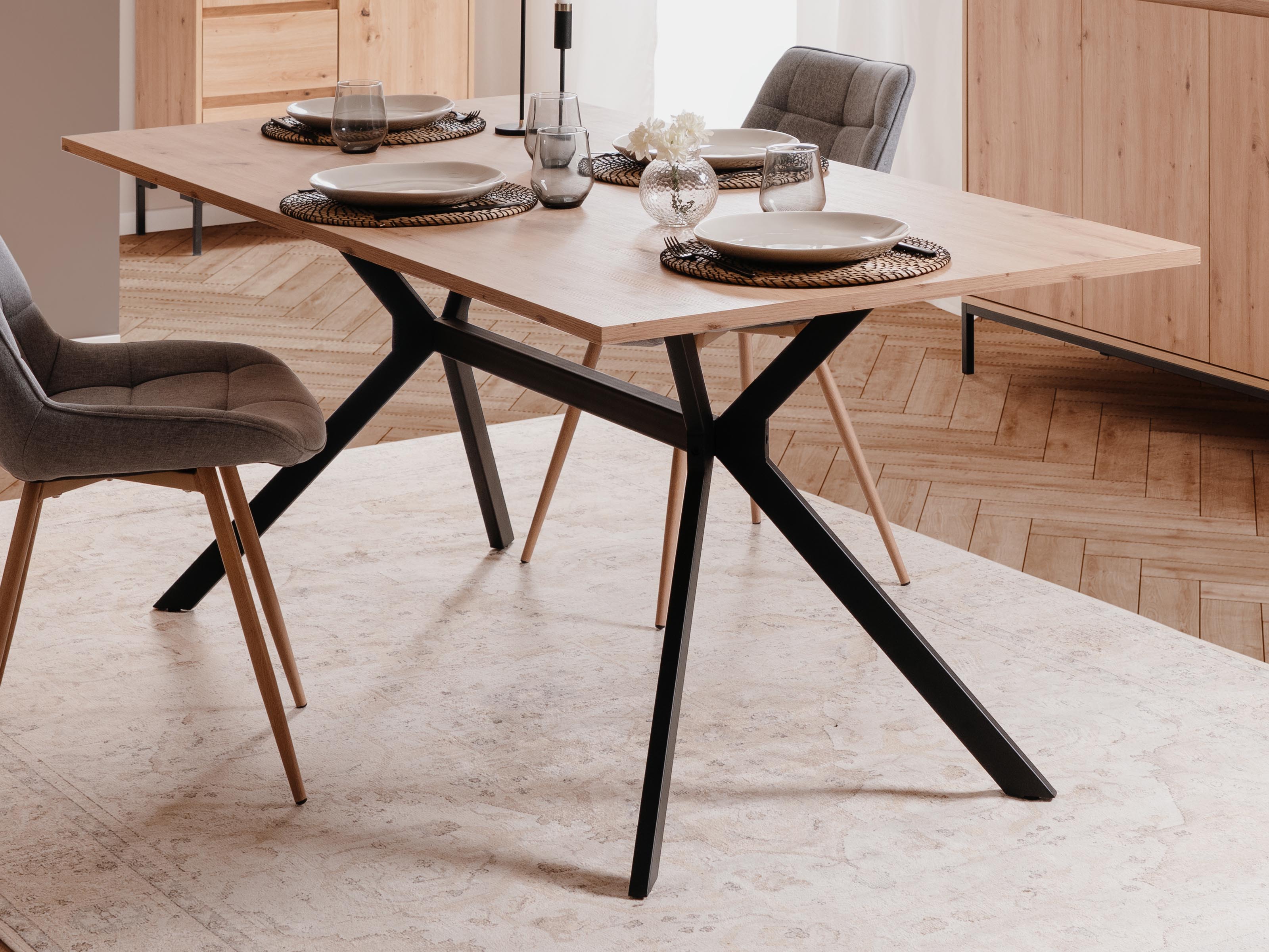 Table repas OXIMO 180 cm chêne artisan