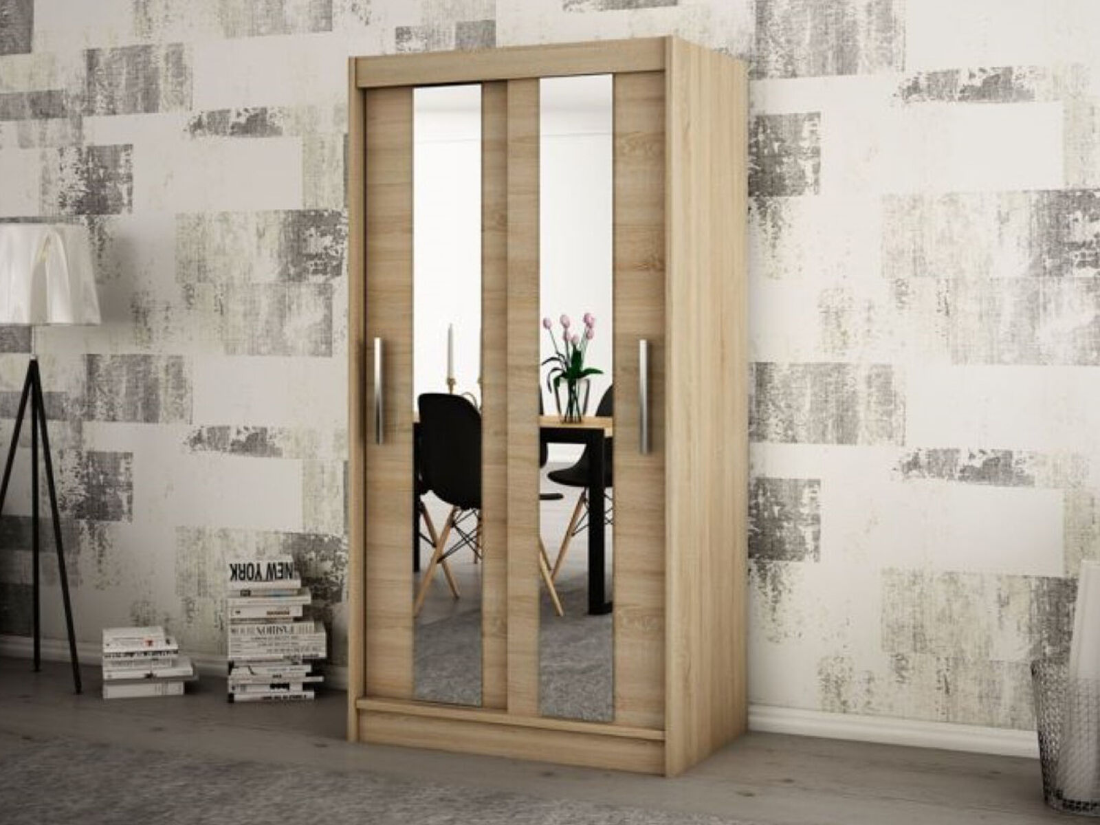Armoire POLETTE 2 portes coulissantes 100 cm sonoma