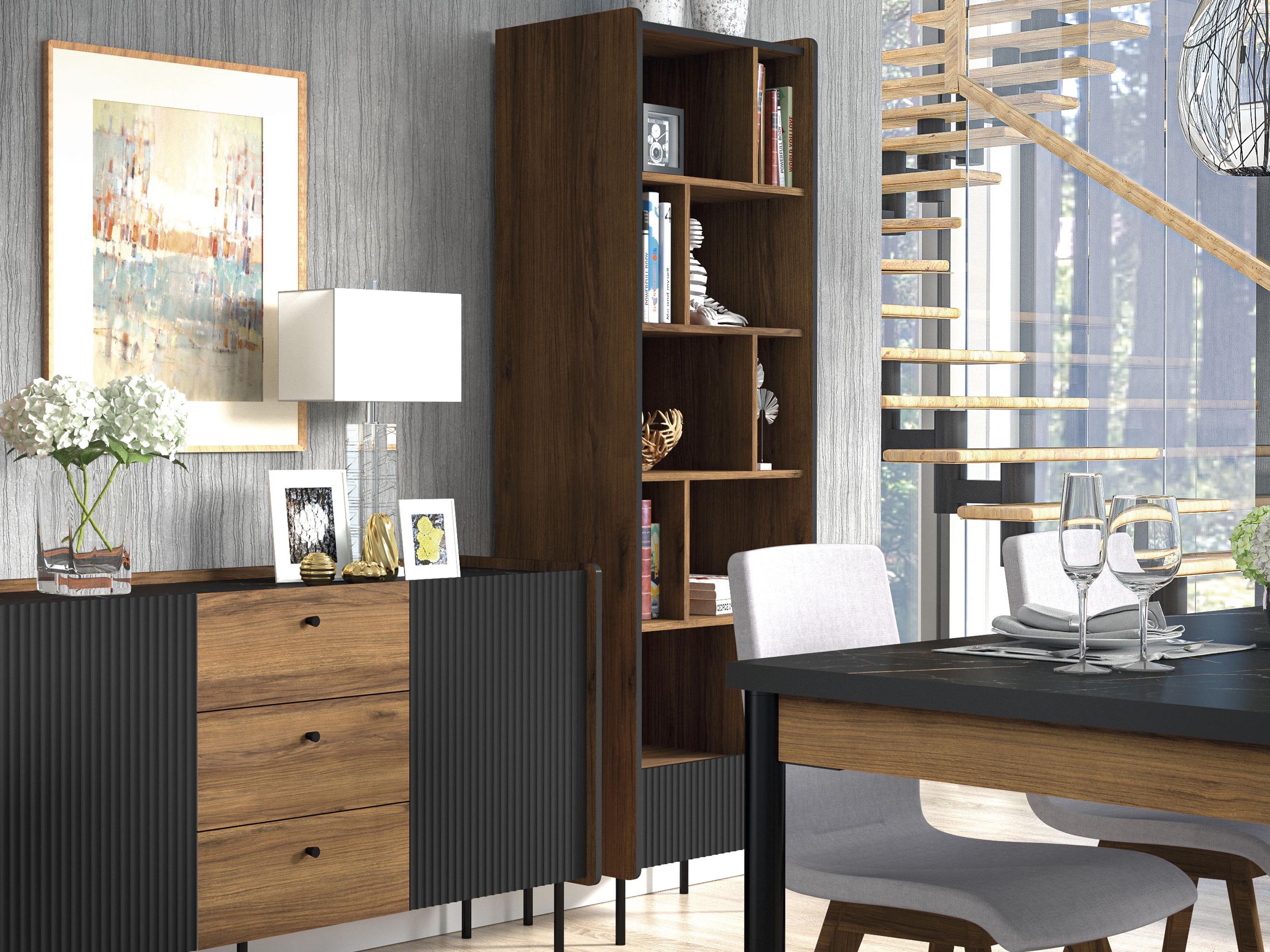 Bibliothèque PRESTIGIA noir/noix warmia