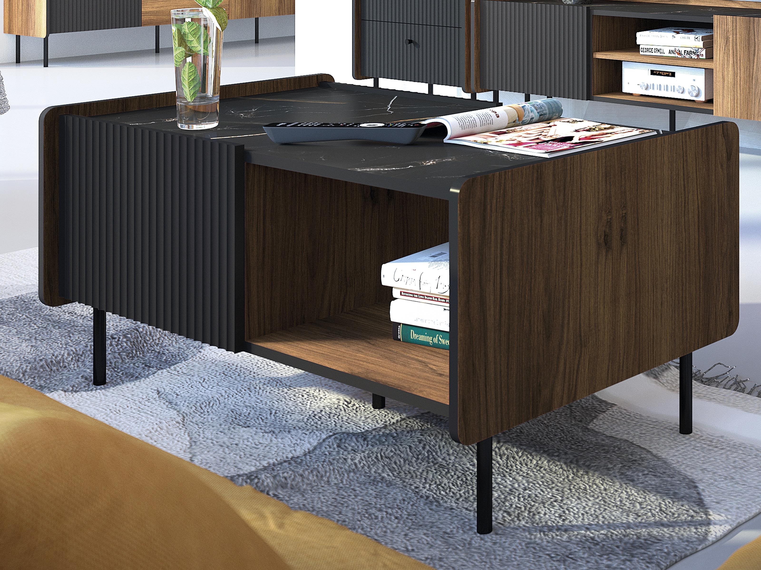 Table basse PRESTIGIA noir/noix warmia