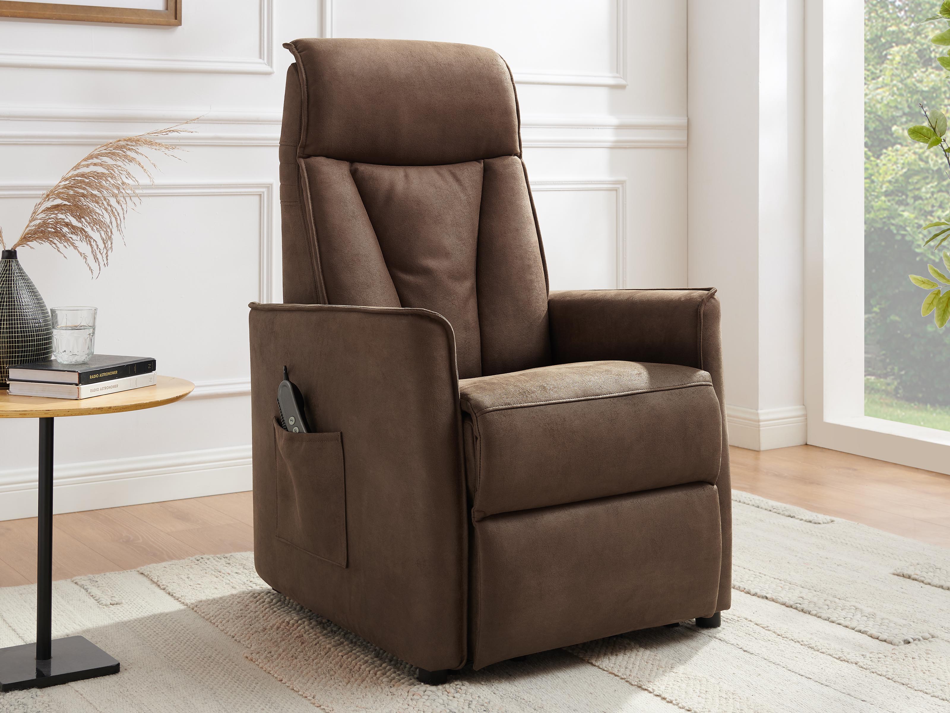 Fauteuil relax électrique LEVITO tissu brun foncé