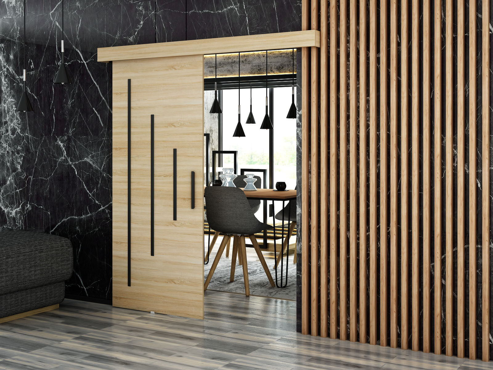 Porte coulissante SOLTA chêne sonoma