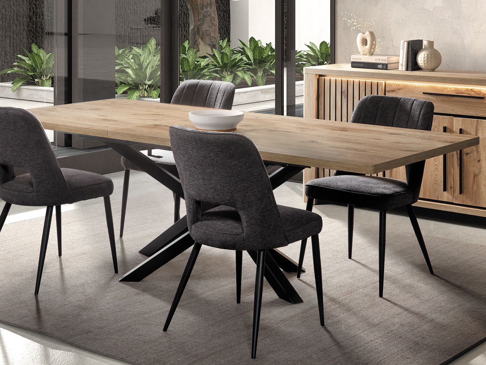 Table repas SANDRA extensible 190>240 cm chêne canyon