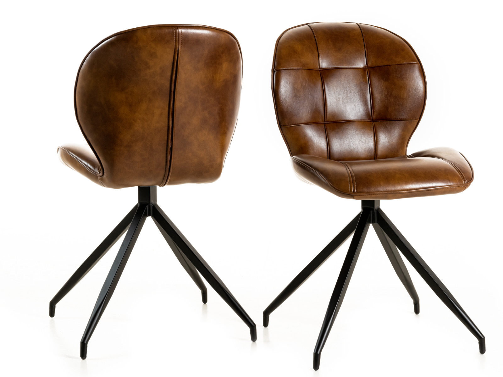 Lot de 2 chaises LENO cognac