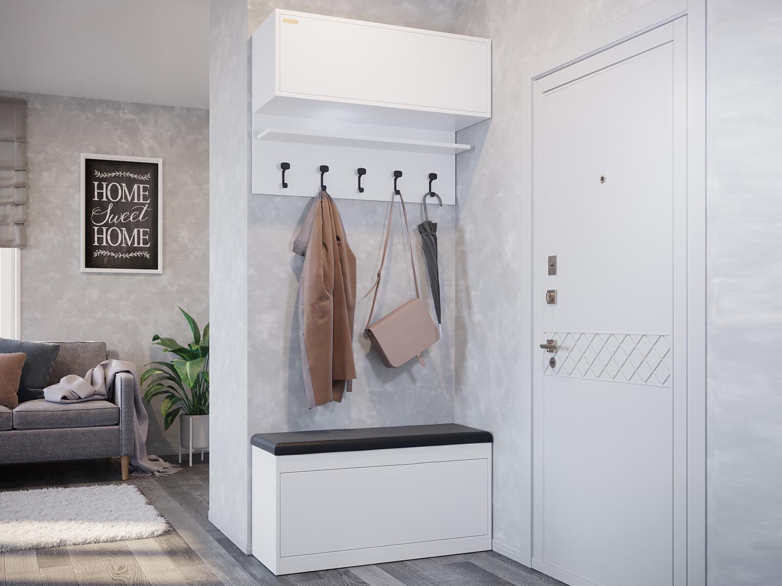 Vestiaire BALI DELUXE 1 porte abattante blanc