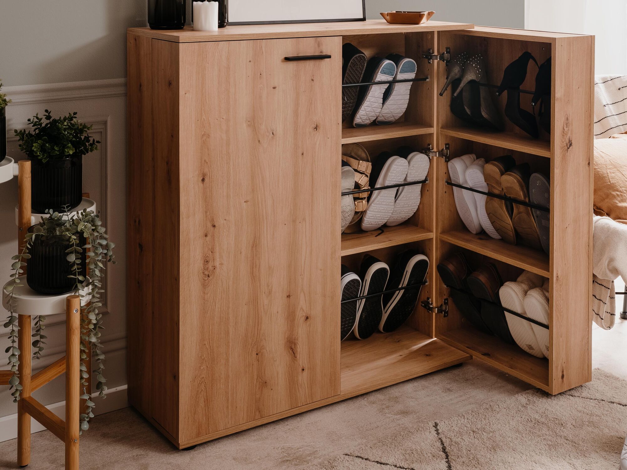 Meuble à chaussures SATOZA 2 portes chêne artisan