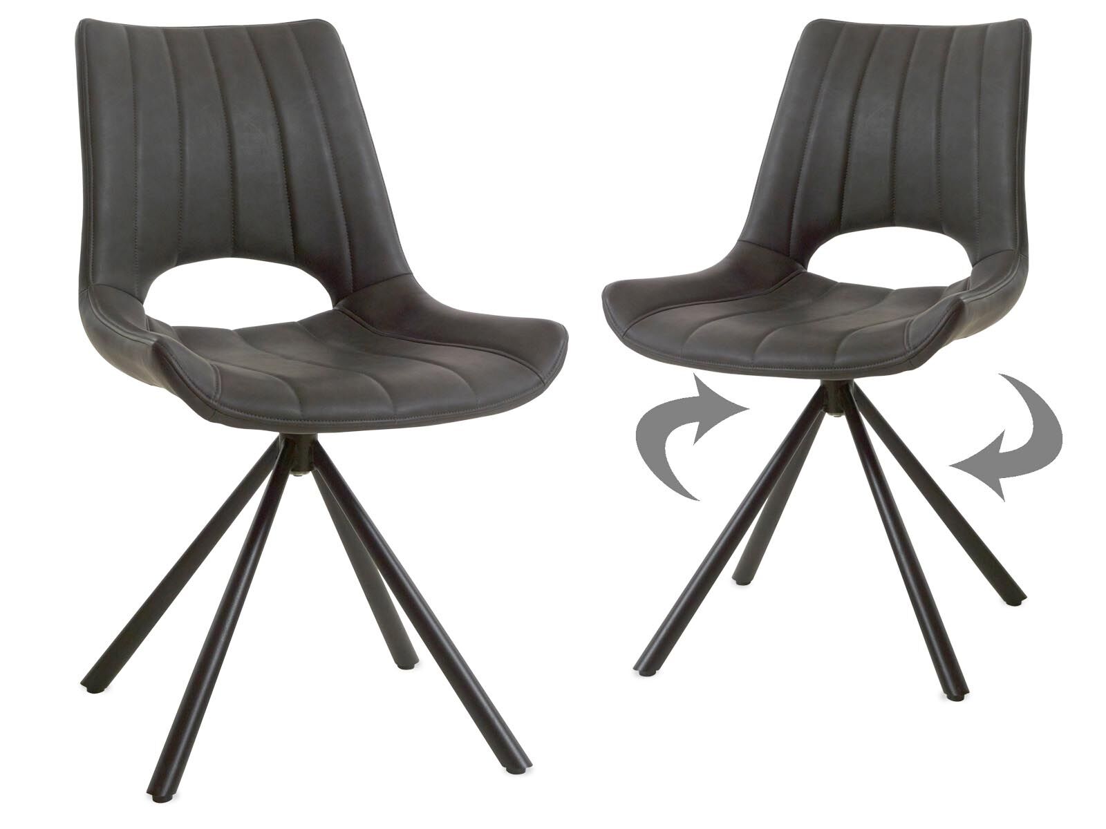 Lot de 2 chaises pivotantes NENO vintage noir