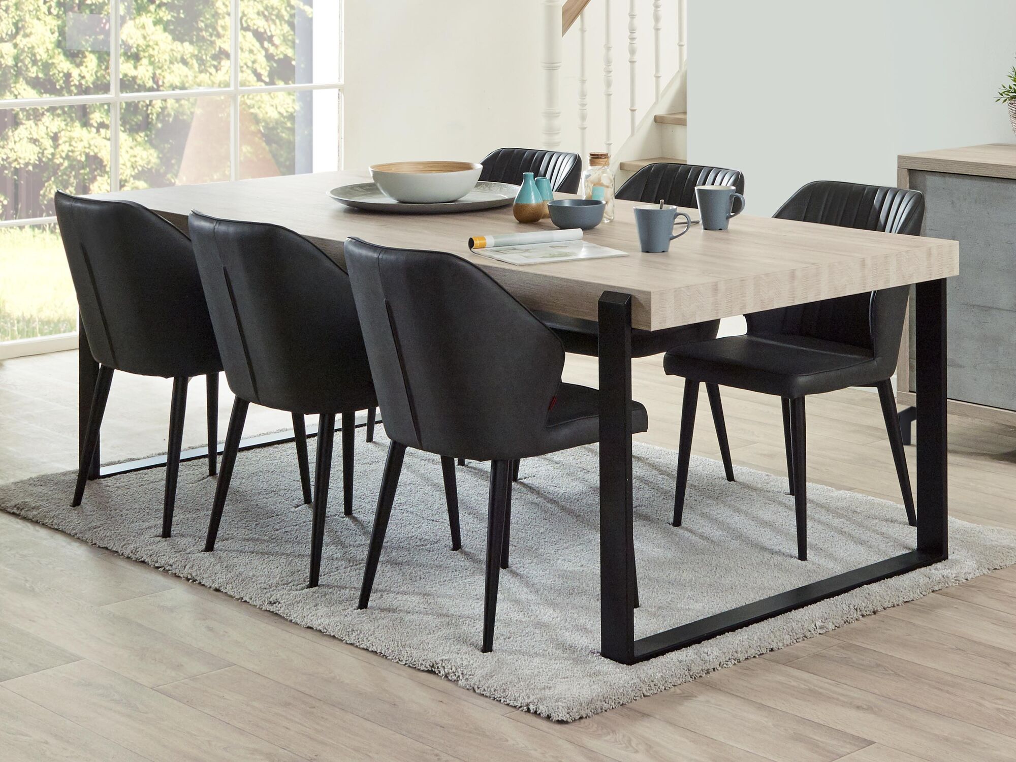 Table repas KAWOK 164 cm chêne millenium clair